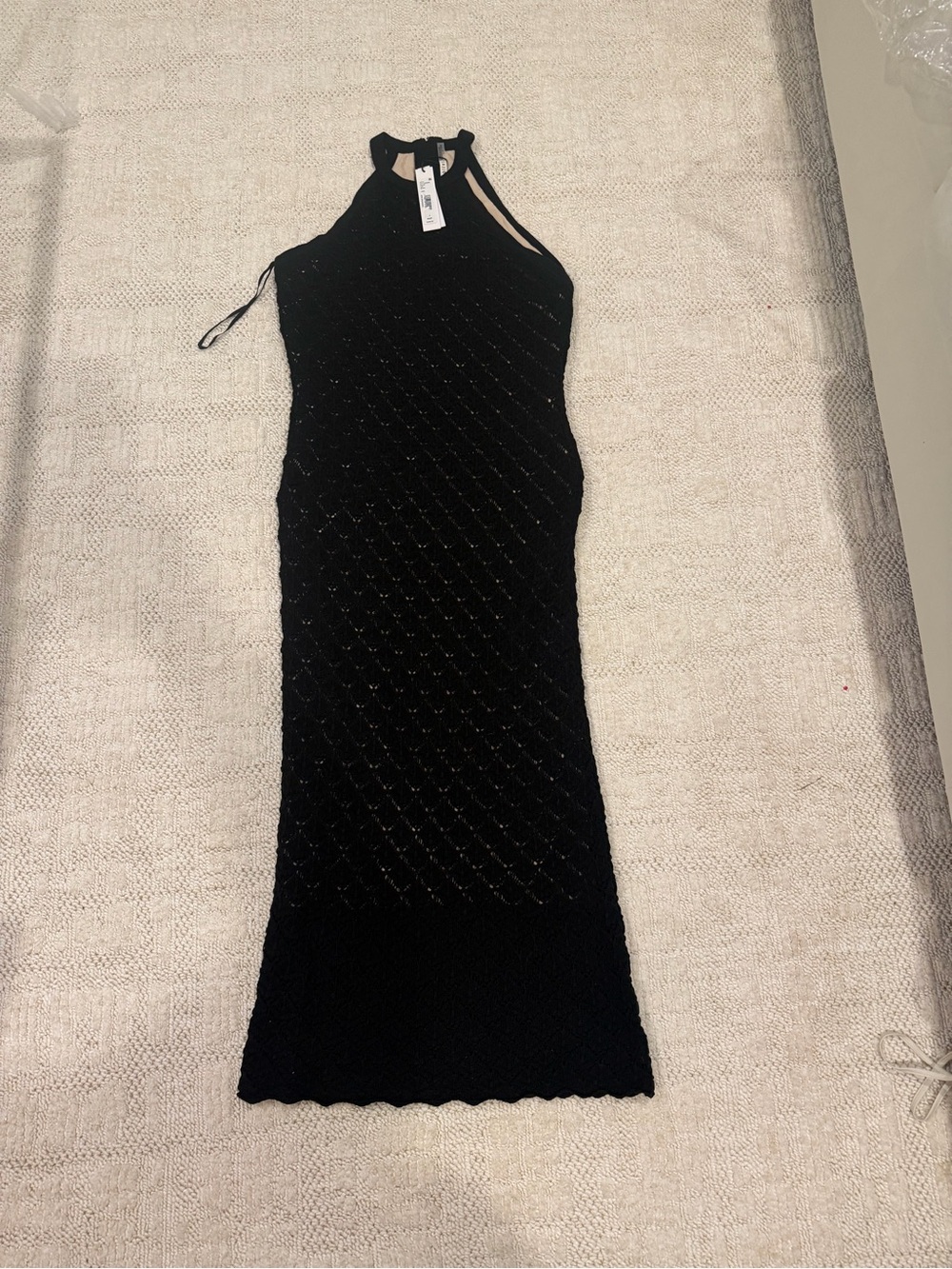 NWT Alice & Olivia Black Sleeveless Knit Midi Dress